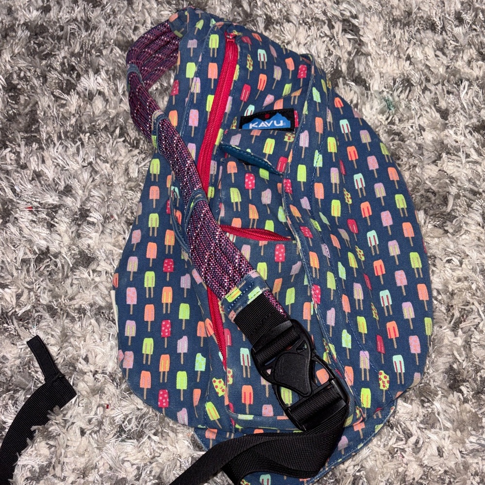 Kavu Popsicle Print Sling Bag with Blue and Multicolor Design